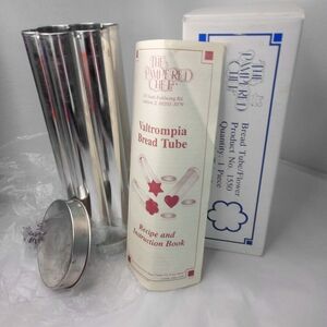 The Pampered Chef Silver Flower Bread Tube with Recipe Guide